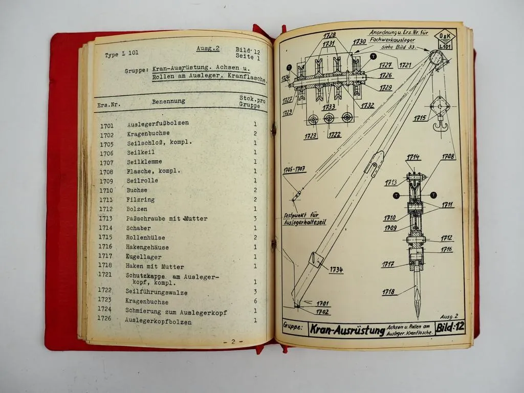 O&K L101 Bagger Ersatzteilliste Ersatzteilkatalog 1950er Jahre