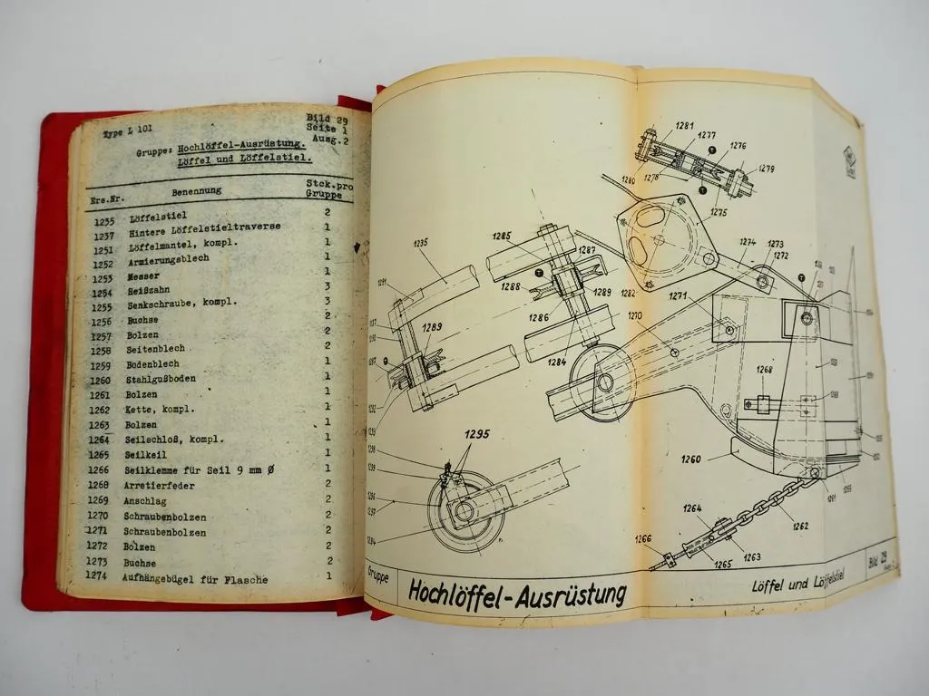 O&K L101 Bagger Ersatzteilliste Ersatzteilkatalog 1950er Jahre