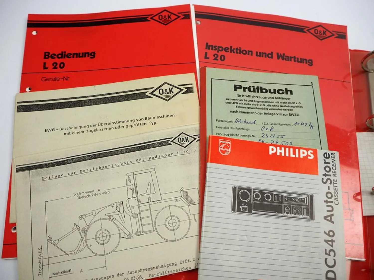 O&K L20 Radlader Betriebsanleitung Wartung Instandhaltung Ersatzteilkatalog 1993