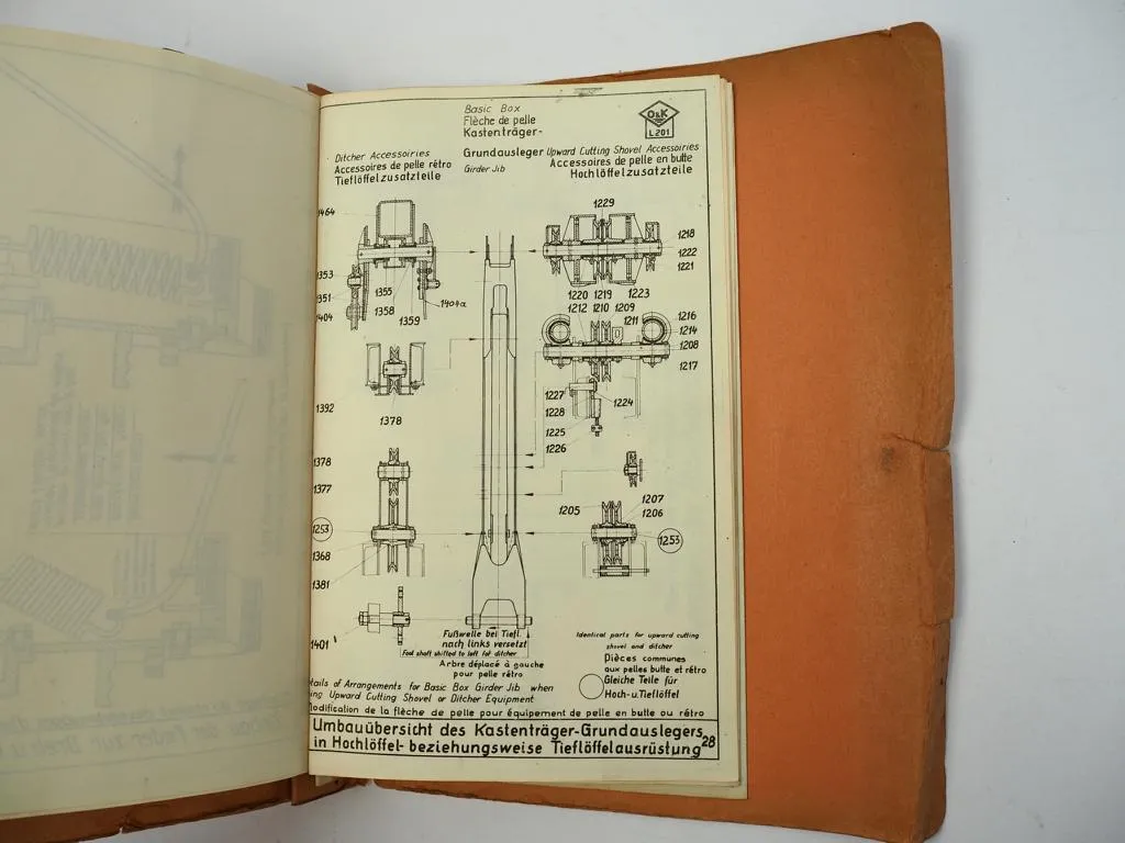 O&K L201 Luft Diesel Raupenbagger Betriebsanleitung 1950er Jahre