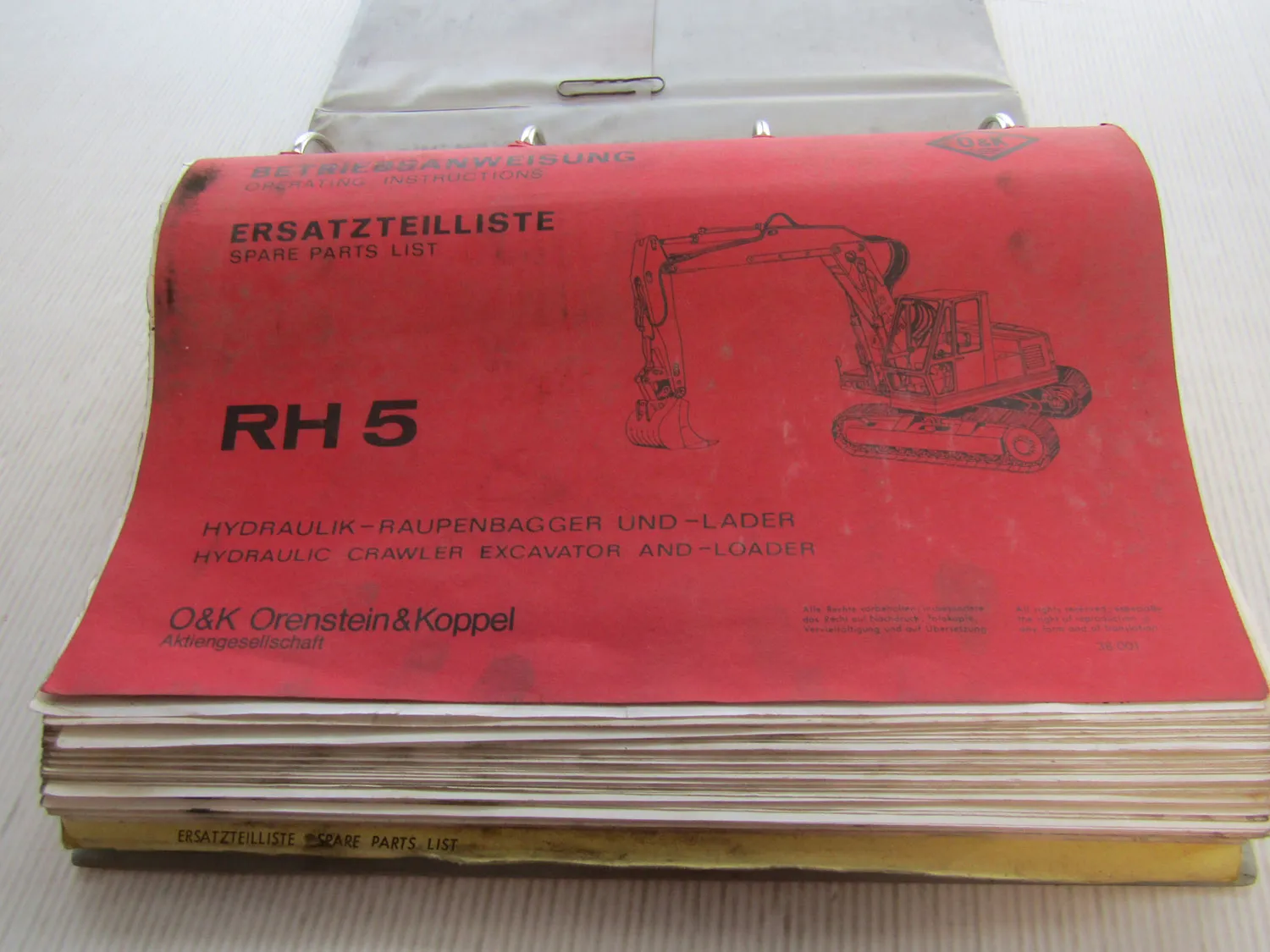 O&K RH5 Bagger Betriebsanleitung Ersatzteilkatalog Schaltplan ca 1980