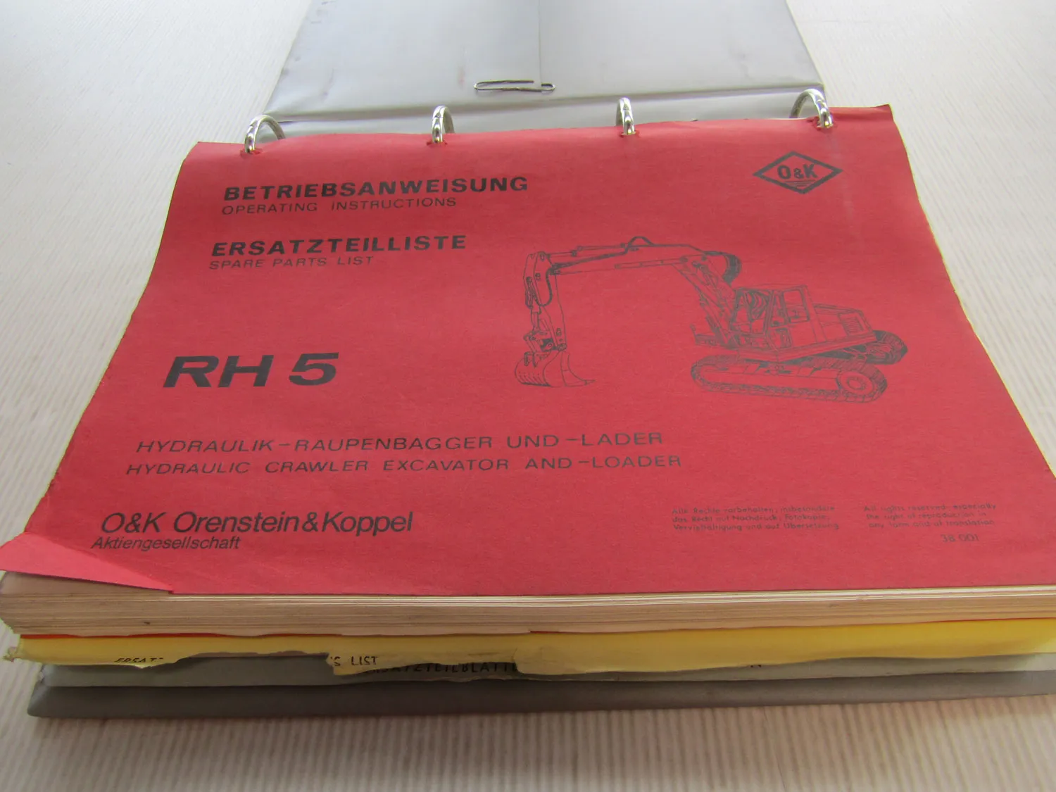 O&K RH5 Bagger Betriebsanleitung Ersatzteilliste Schaltpläne ca 1974