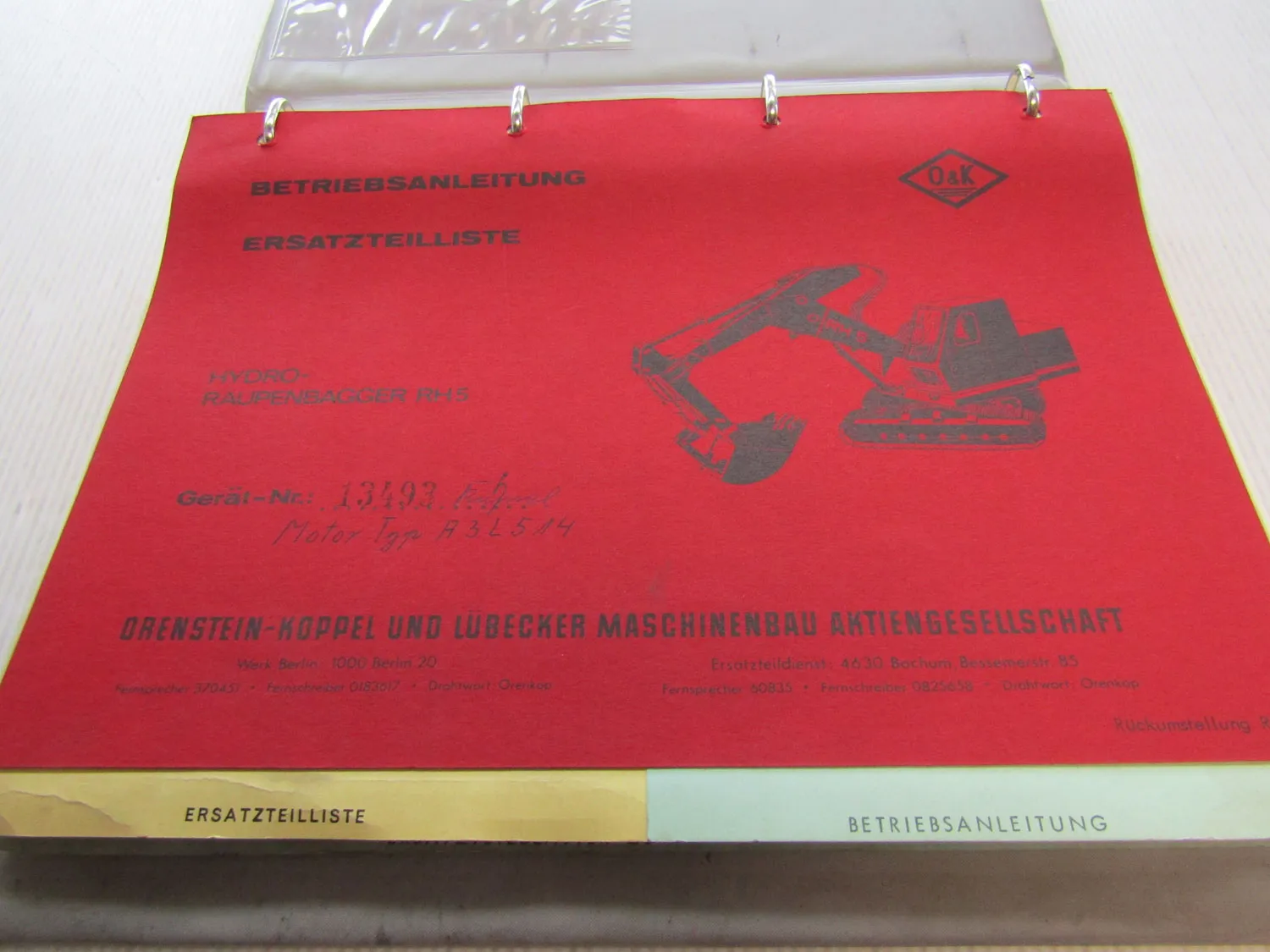 O&K RH5 Ersatzteilkatalog Ersatzteilliste Bagger ca 1966 Schaltplan Elektrik
