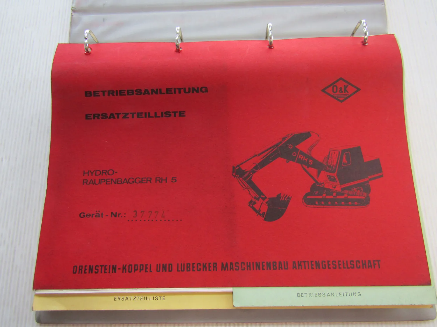 O&K RH5 Hydro Raupenbagger Betriebsanleitung Ersatzteilliste ca 1966