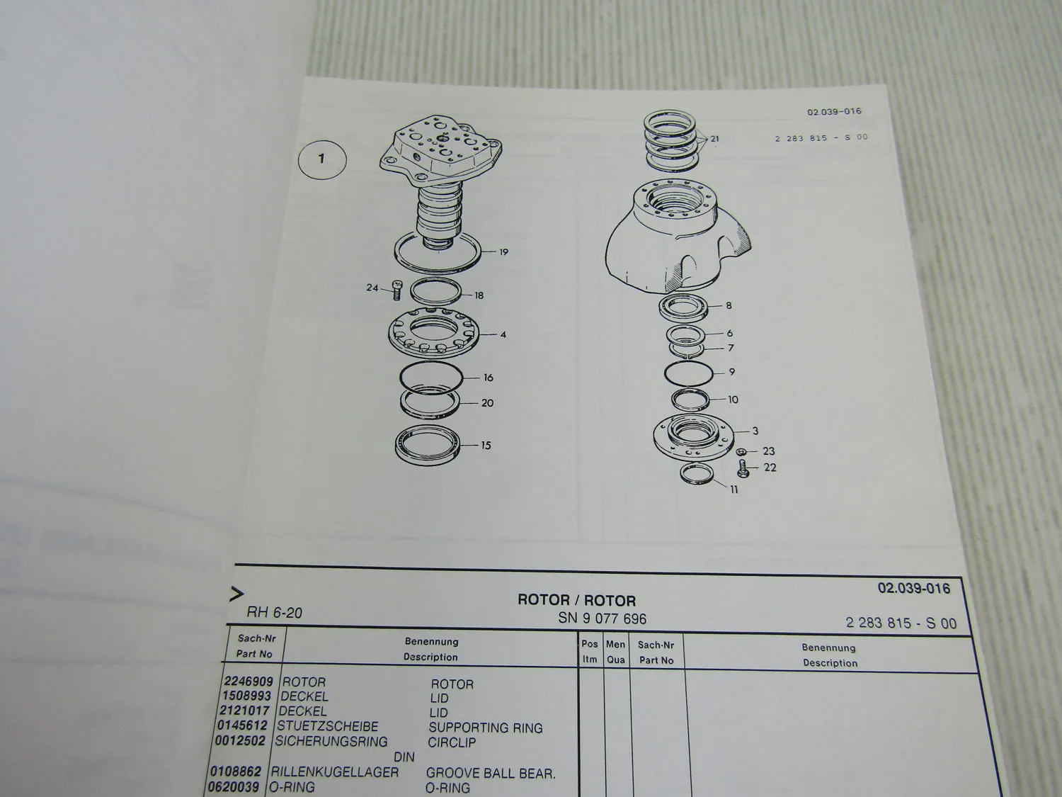 O&K RH6-20 Hydraulikbagger Betriebsanleitung Ersatzteilkatalog Schaltplan