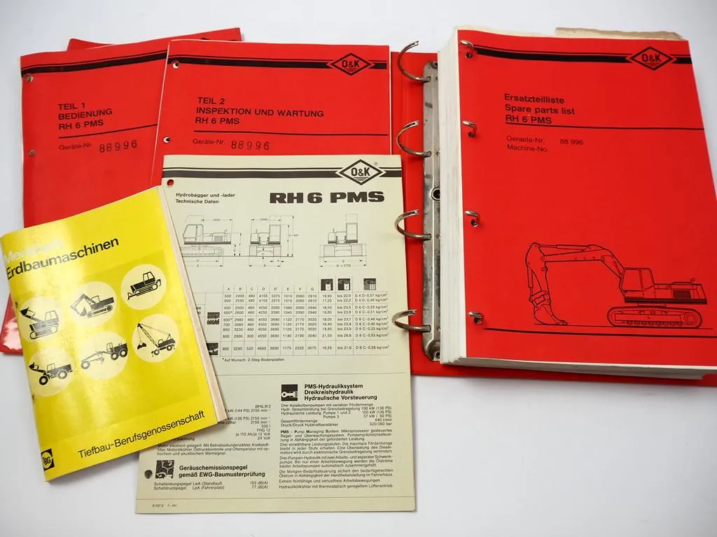 O&K RH6 PMS Bedienung Wartung Hydraulik Ersatzteilkatalog Schaltplan 1992
