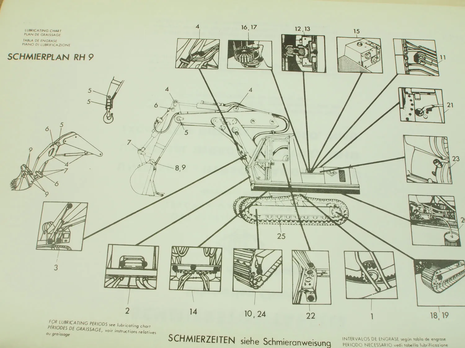 O&K RH9 Bagger Betriebsanleitung Ersatzteilliste Schaltplan Wartung 1969