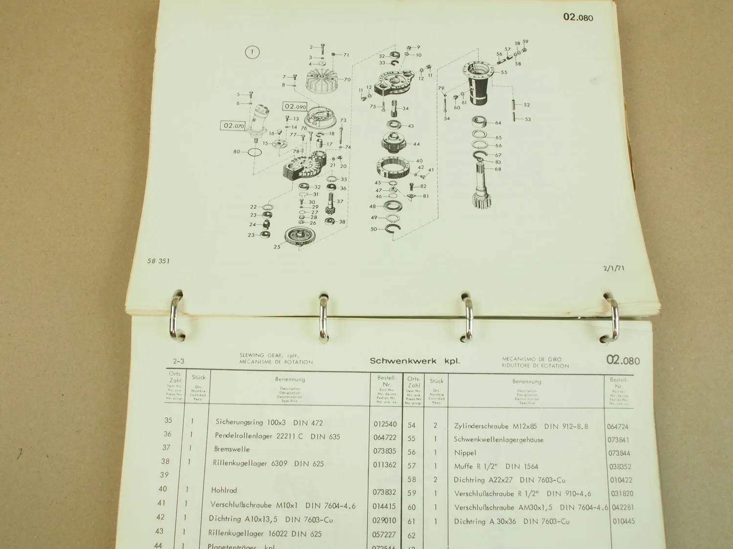 O&K RH9 Bagger Betriebsanleitung Ersatzteilliste Schaltplan Wartung 1969