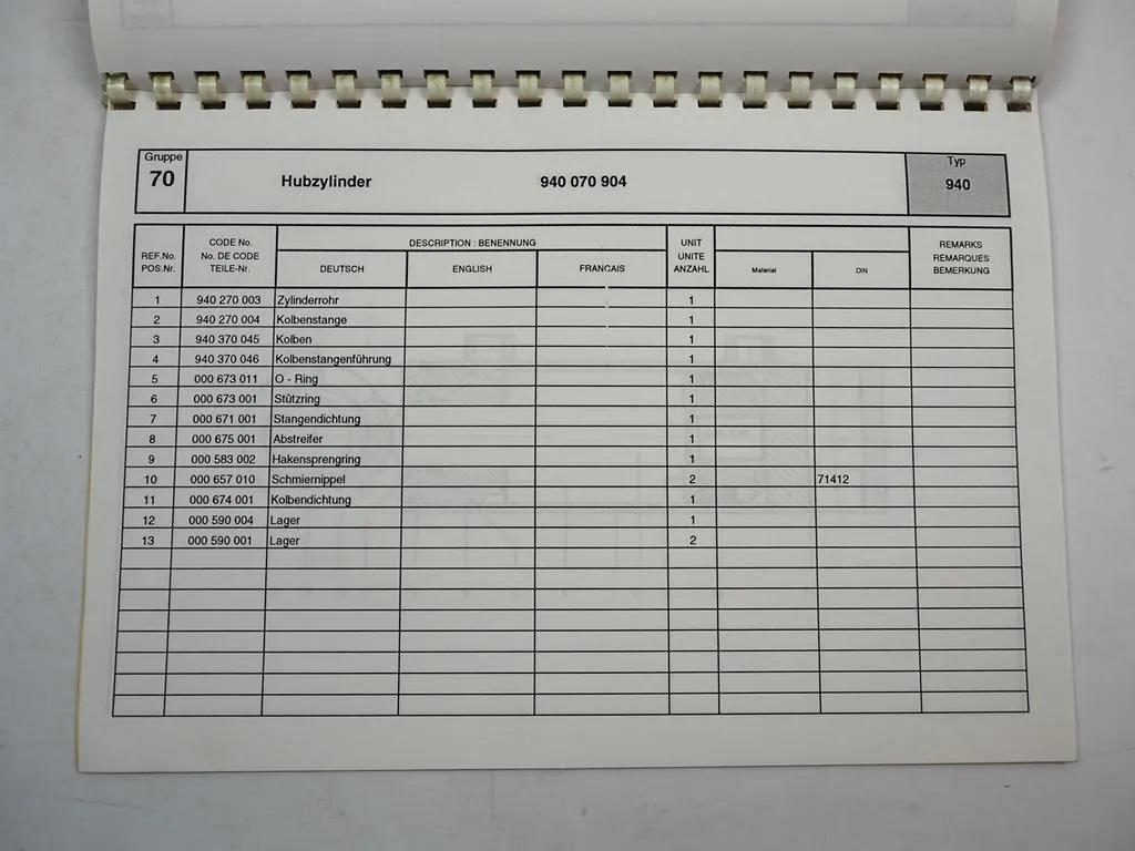 ÖSWAG Eurocat 940 Kompakt Lader Bedienungsanleitung Ersatzteilliste