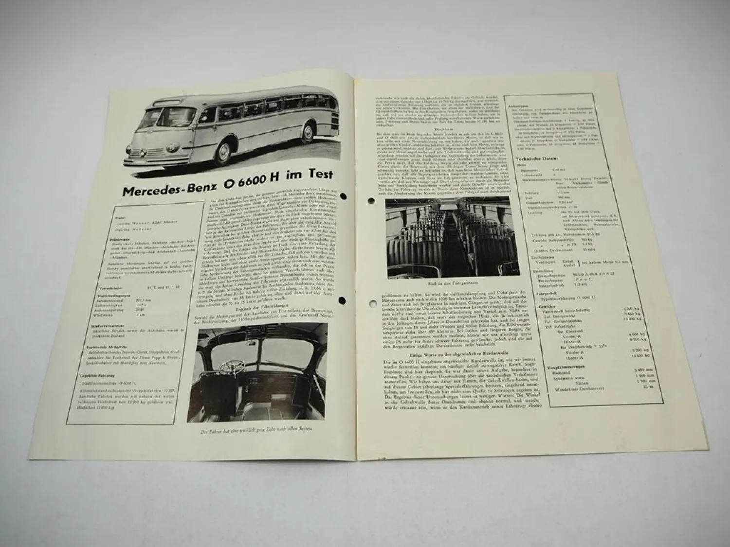 Omnibus Revue Mercedes-Benz O 6600 H im Test Sonderdruck Bericht 8/1952