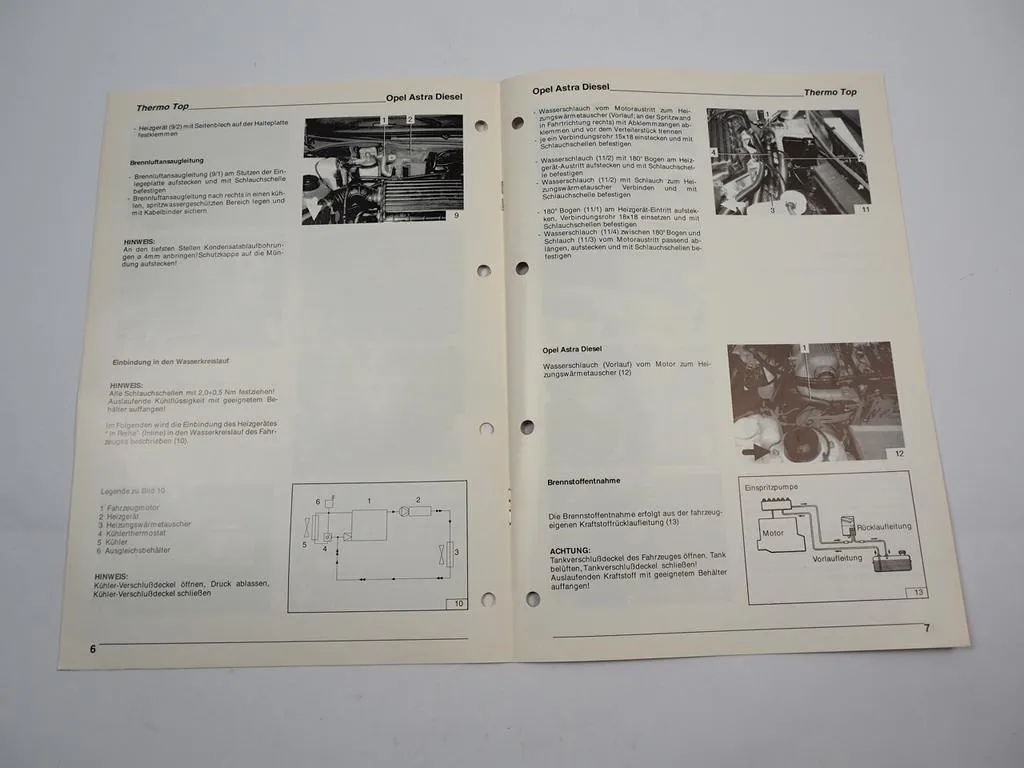 Opel Astra F TDI Baujahr 1993 Einbauanleitung Webasto Thermo Top T Heizung