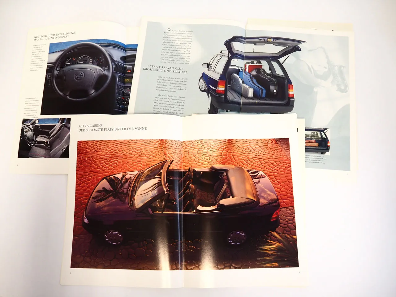 Opel Astra GSi Cabrio Caravan Club CD 3x Prospekt mit technischen Daten 1993