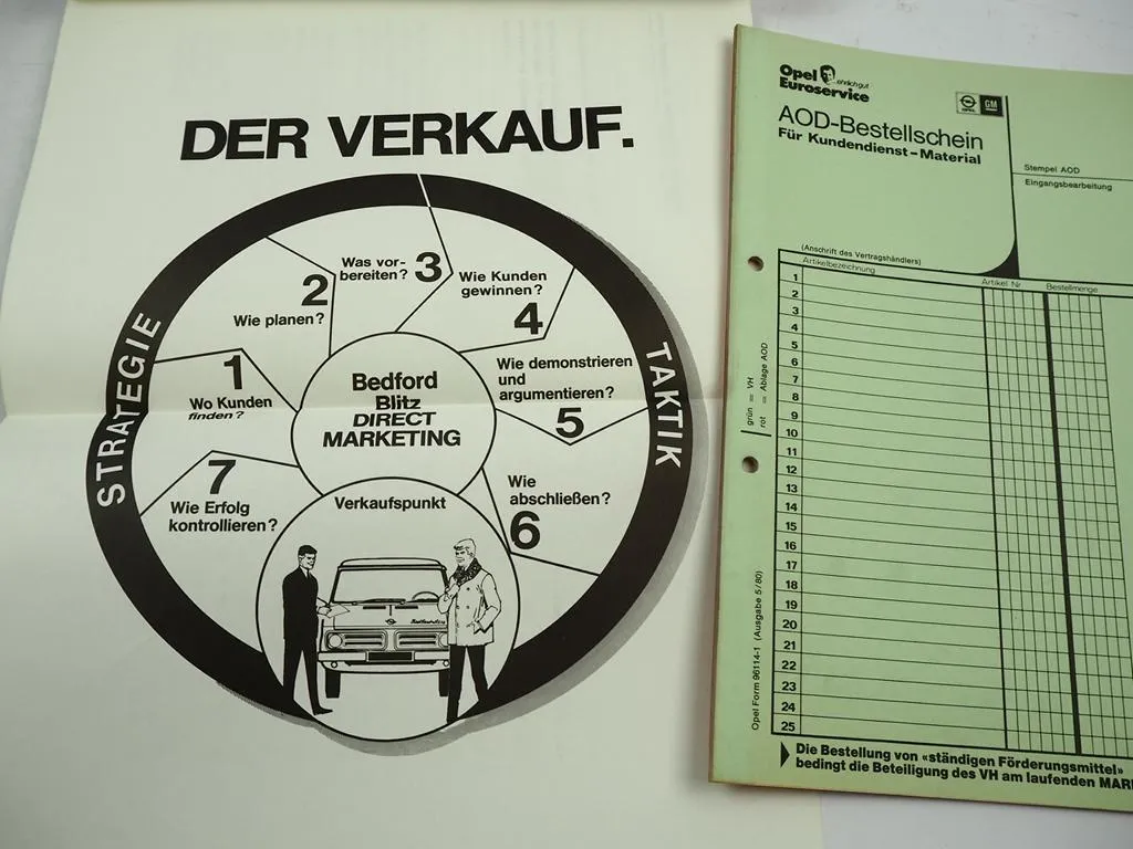 Opel Bedford Blitz Transporter Verkaufs System Marketing Handbuch für den Chef