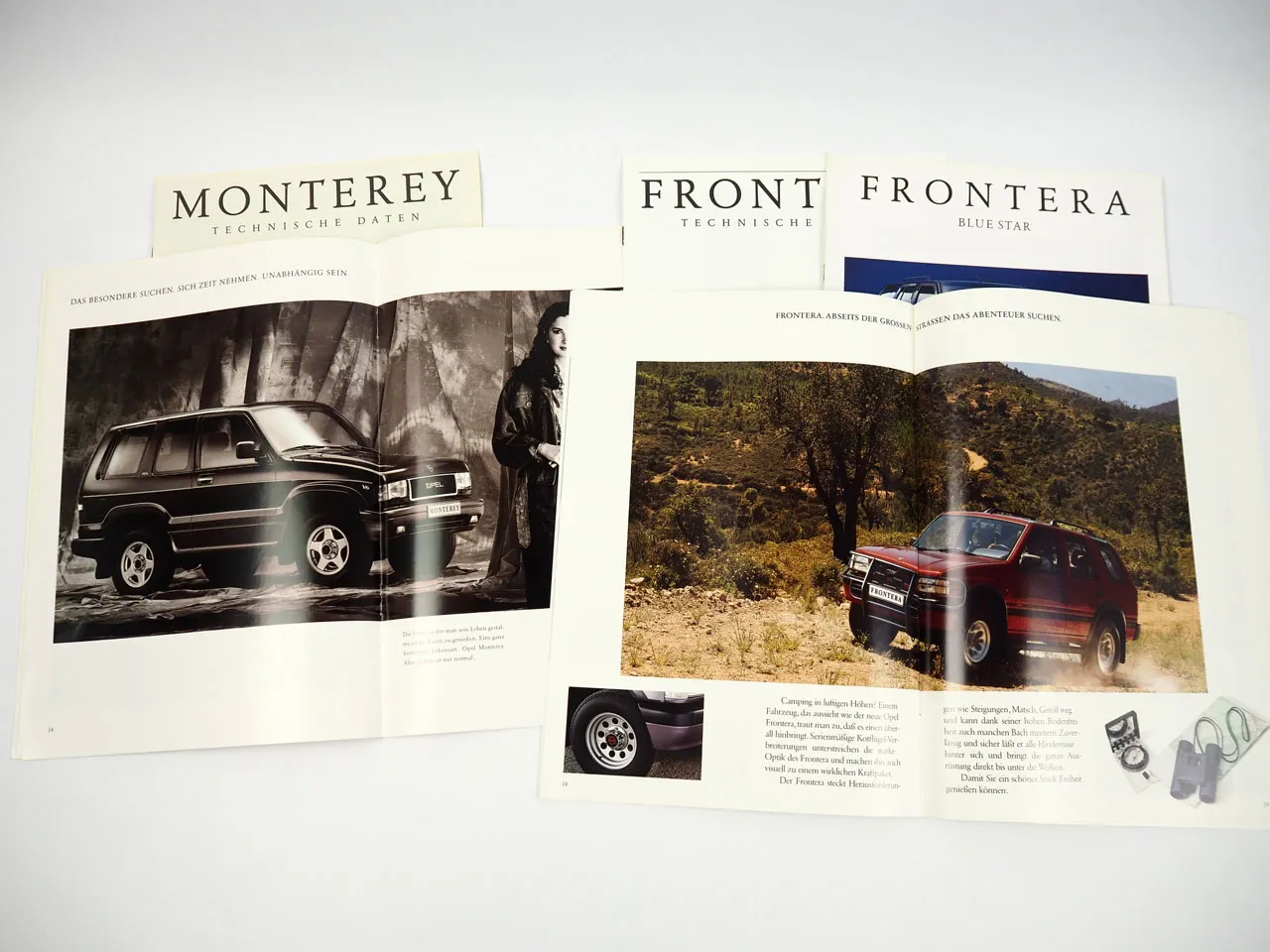 Opel Fontera Sport Blue Star Monterey 3x Prospekt mit technischen Daten 1991/93