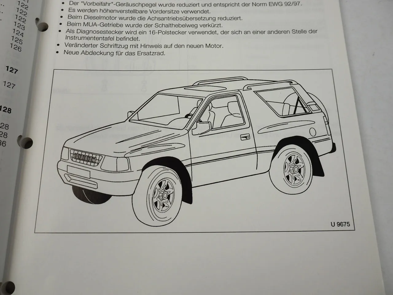 Opel Frontera A Technische Neuheiten Dokumentation MJ 1997