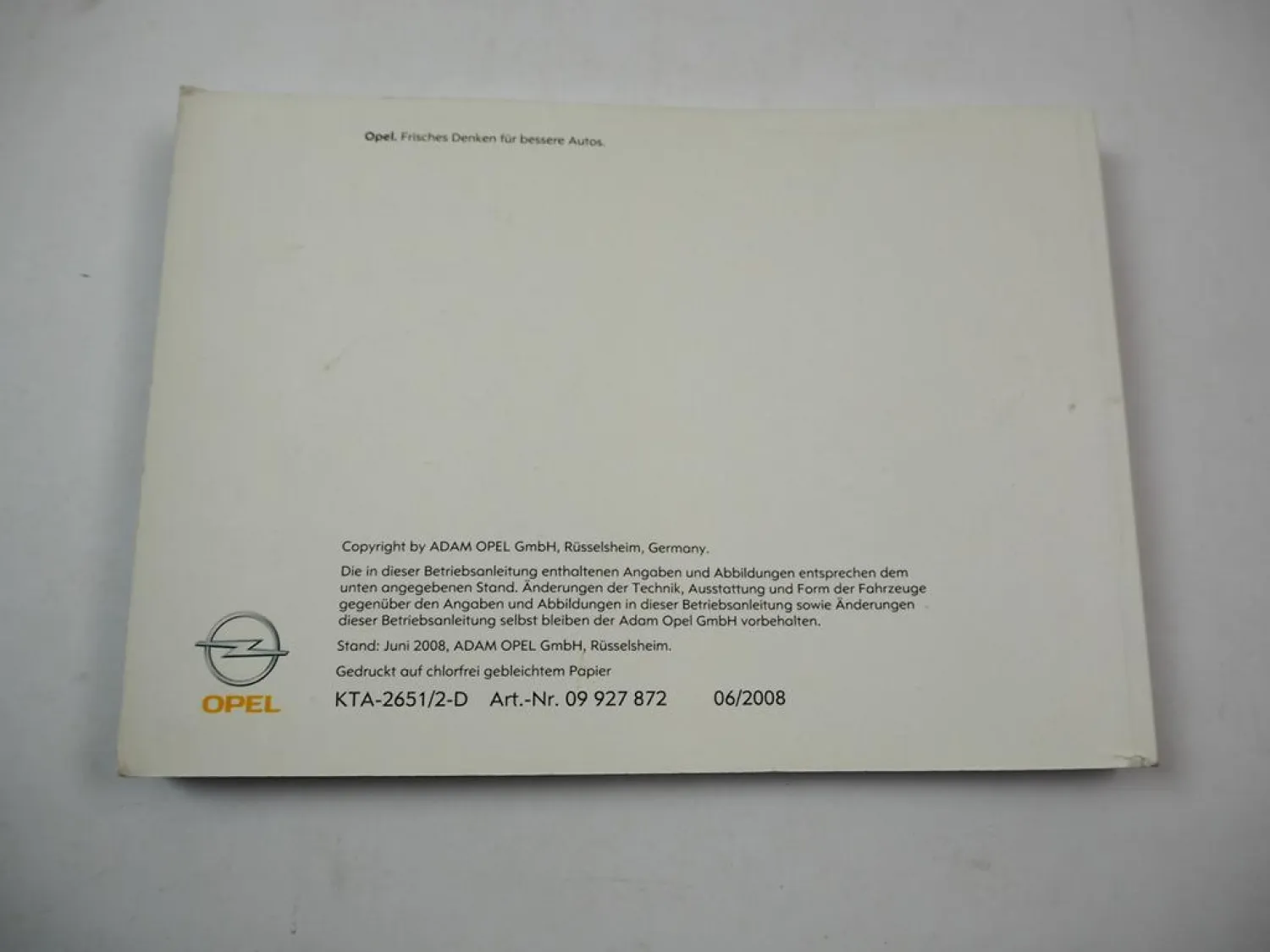 Opel GT Betriebsanleitung Bedienungsanleitung 6/2008 Bordbuch Deutsch