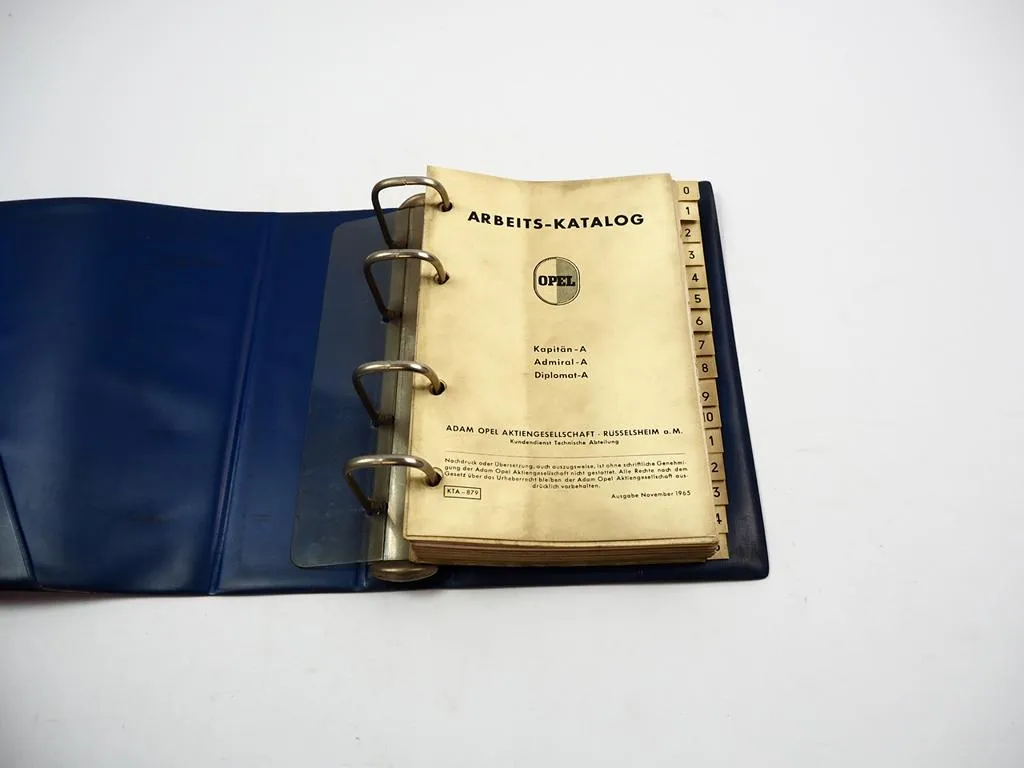 Opel Kapitän A Admiral A Diplomat A Arbeitskatalog Richtzeiten 1965/71 Werkstatthandbuch