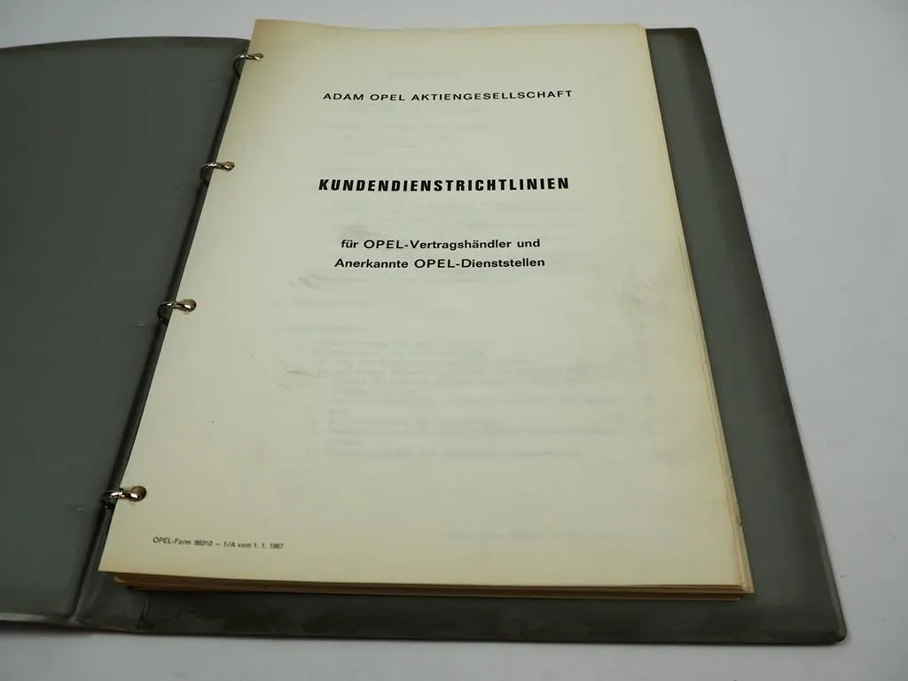 Opel Kundendienst Richtlinien für Vertragshändler und Dienststellen 1967