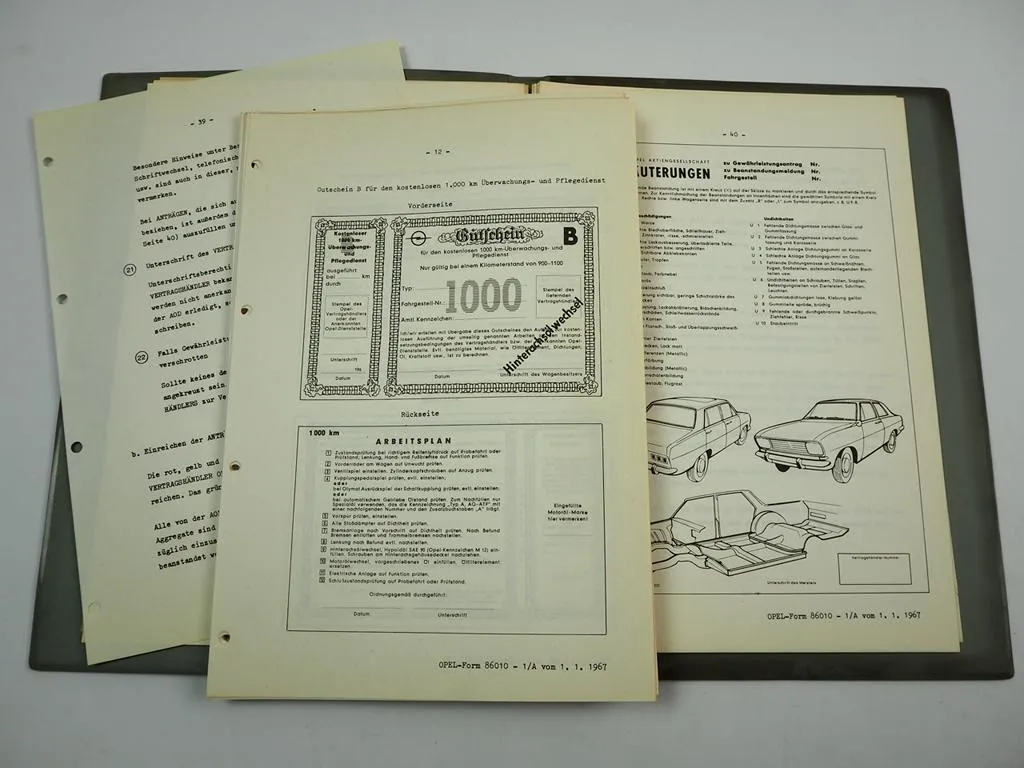 Opel Kundendienst Richtlinien für Vertragshändler und Dienststellen 1967