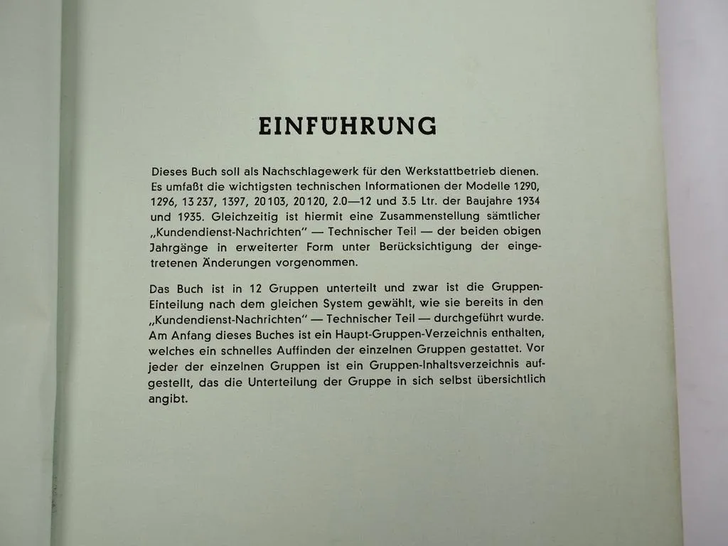 Opel Modelle Baujahr 1934 bis 1935 Werkstatthandbuch Technische Information