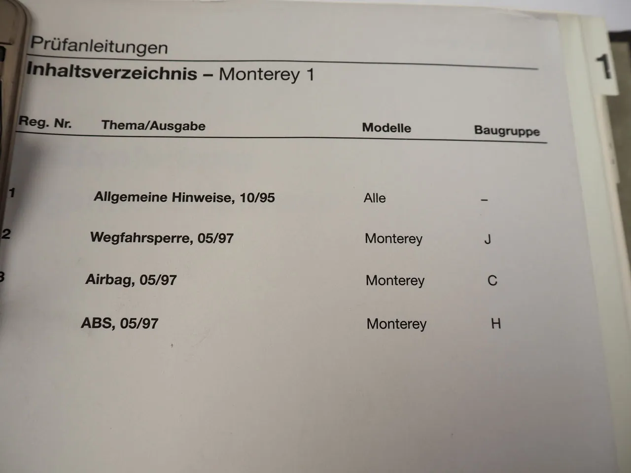 Opel Monterey ab 1997 Prüfanleitungen ABS Wegfahrsperre Airbag Werkstatthandbuch