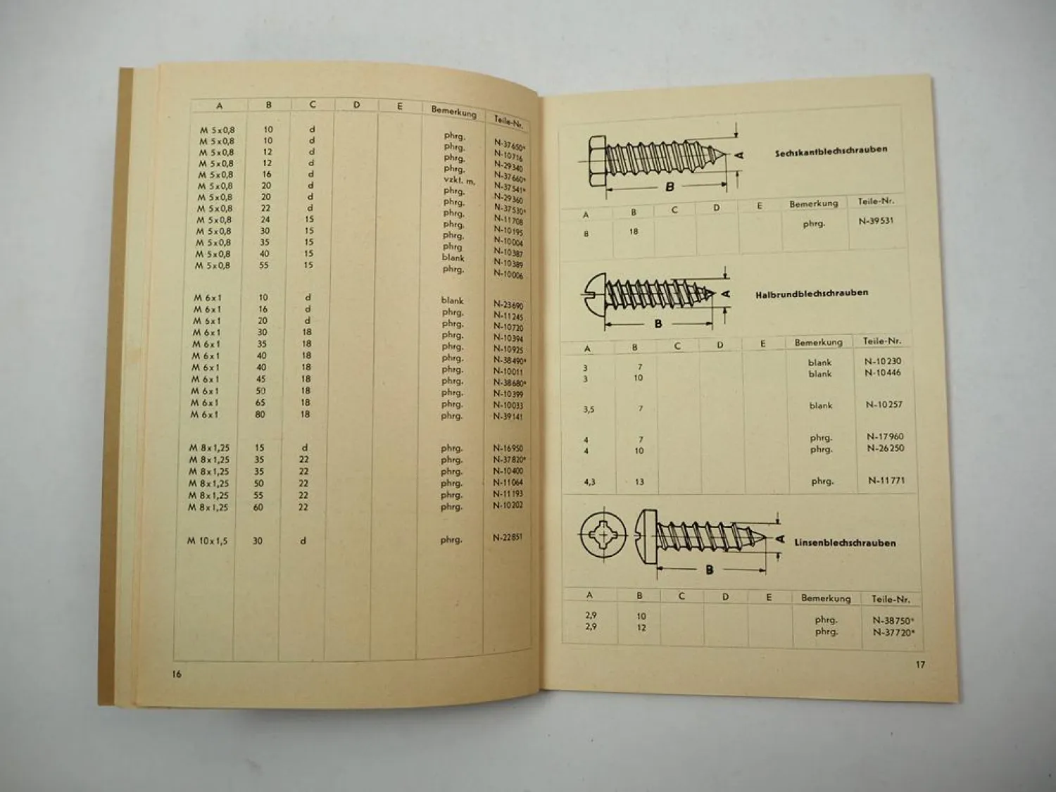 Opel Normteile Ersatzteilliste für alle Modelle 1950