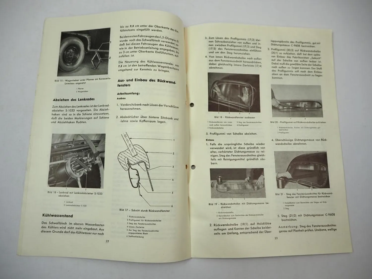 Opel Olympia 51 1,5l Technische Nachrichten Werkstatthinweise + Cabrio 1951