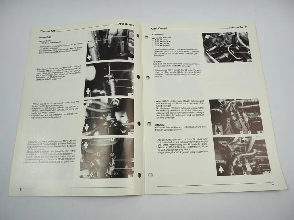 Opel Omega B 2.0 2.5 3.0 Einbauanleitung Webasto Thermo Top T BW DW 50 Heizung