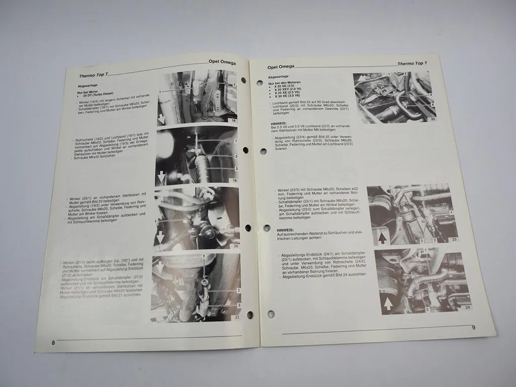 Opel Omega B 2.0l 2.5l 3.0l Einbauanleitung Webasto Thermo Top T BW/DW50 Heizung
