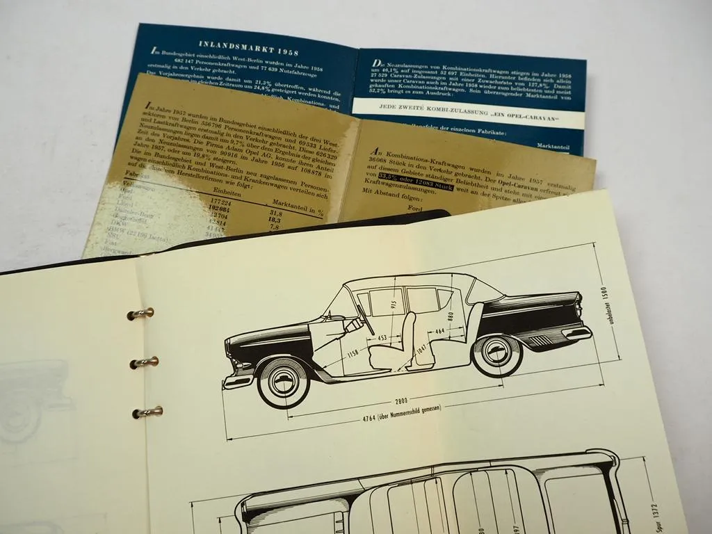 Opel PKW Datenhandbuch 1959 & Zahlen 1958 Olympia Kapitän Technik im Vergleich