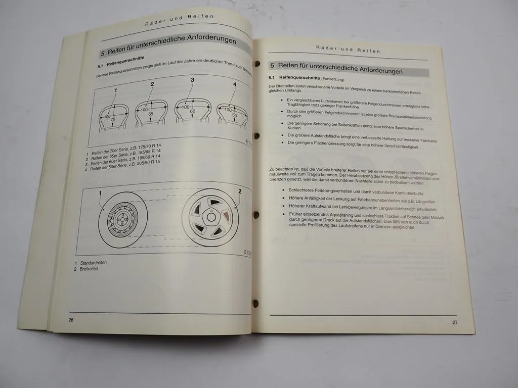 Opel Räder und Reifen Wartung Montage Pflege Werkstatthandbuch 1993