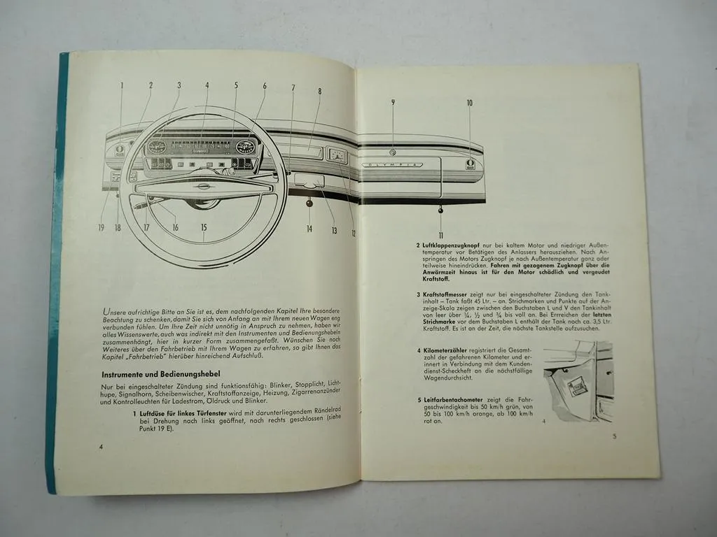 Opel Rekord A Betriebsanleitung Bedienungsanleitung Wartung 1964