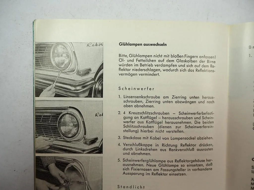 Opel Rekord A Betriebsanleitung Bedienungsanleitung Wartung 1964