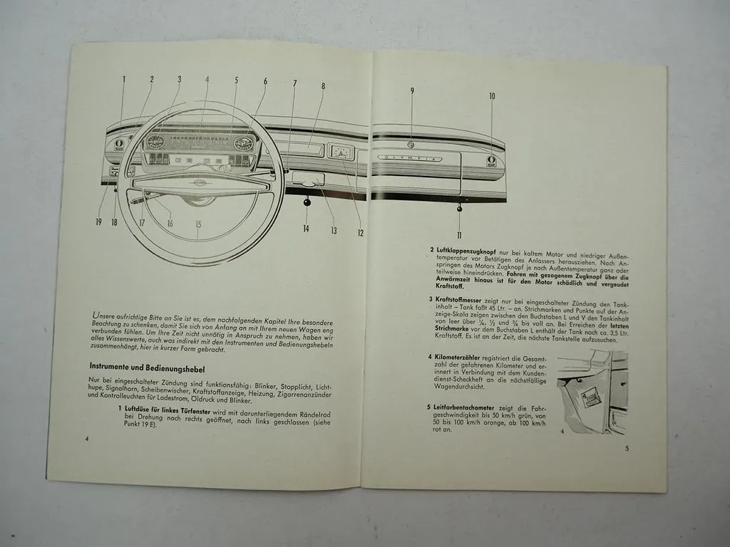 Opel Rekord A Betriebsanleitung Bedienungsanleitung Wartung 1965