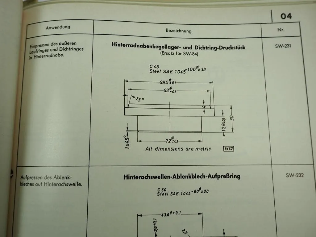 Opel Spezialwerkzeuge Rekord Blitz Kapitän Admiral Diplomat Olympia Commodore Kadett