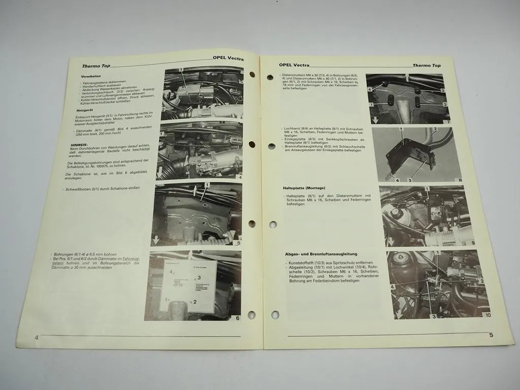 Opel Vectra A 2.0i Kat Einbauanleitung Webasto Thermo Top T BW50 Heizung