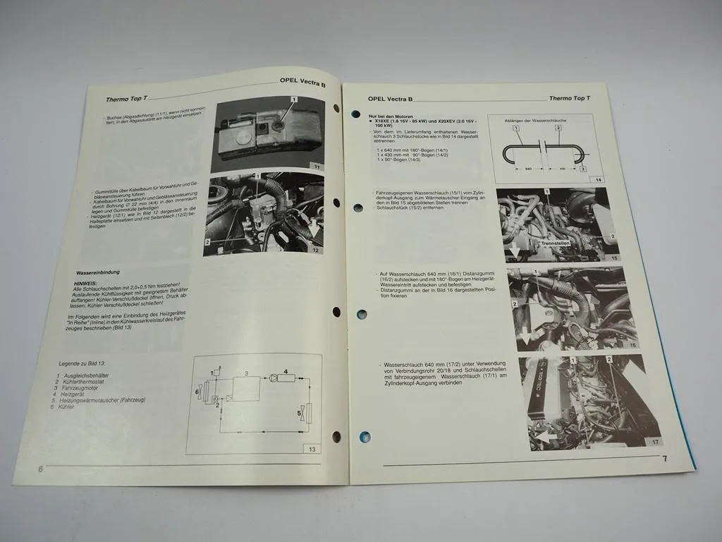 Opel Vectra B J96 1.6 1.8 2.0 Einbauanleitung Webasto Thermo Top T BW50 Heizung