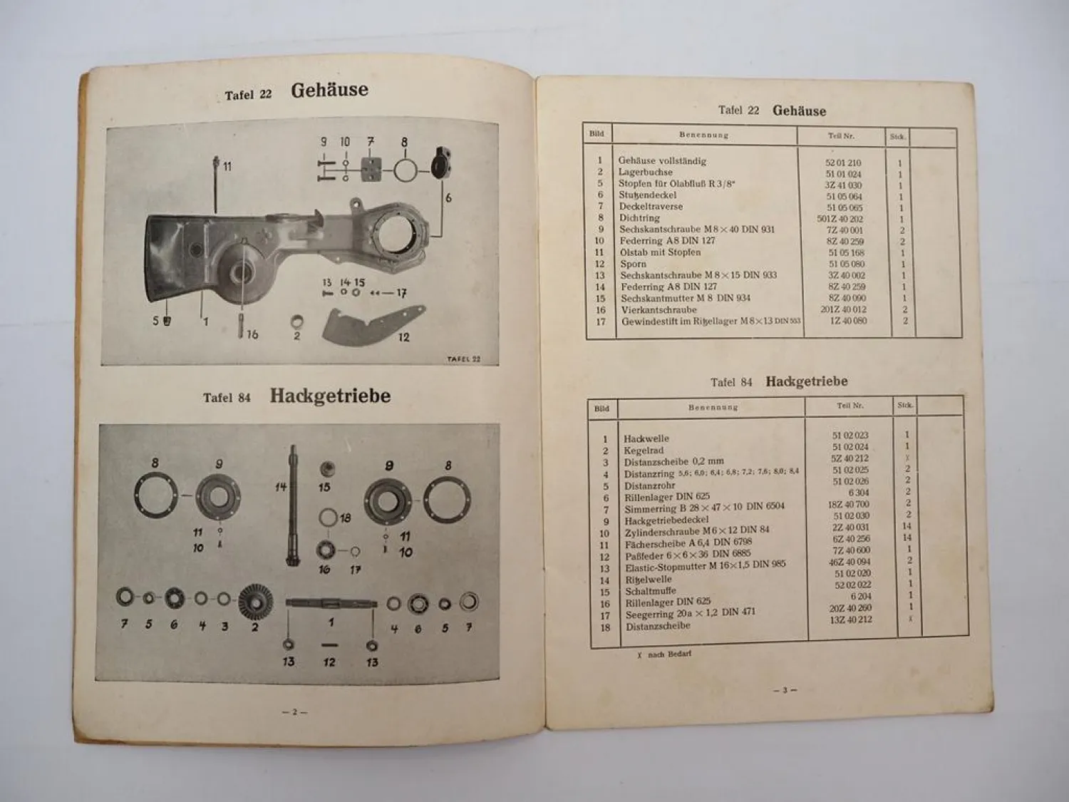Orig. Agria 1600 1600L Einachsschlepper m. Hirth Motor 34M4 Ersatzteilliste 1957