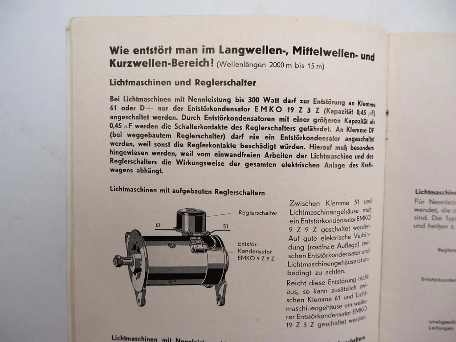 Orig. Bosch Funk-Entstörung der elektrischen Anlage im Kraftwagen Handbuch 1955