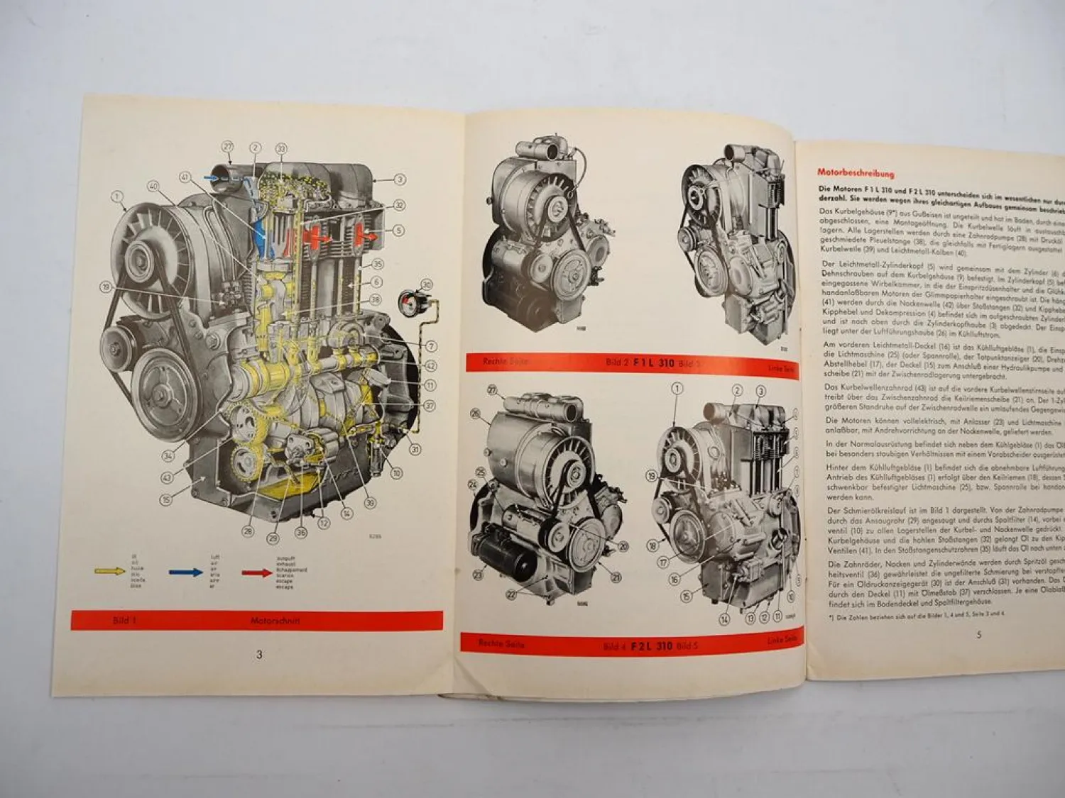 Orig. Deutz F1L F2L 310 Motor Betriebsanleitung Bedienung Wartung 1965 gelocht