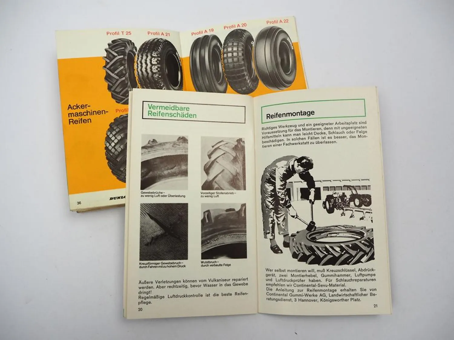 Orig. Dunlop Continental Ratgeber Reifen für Schlepper Landwirtschaft 1960/70er