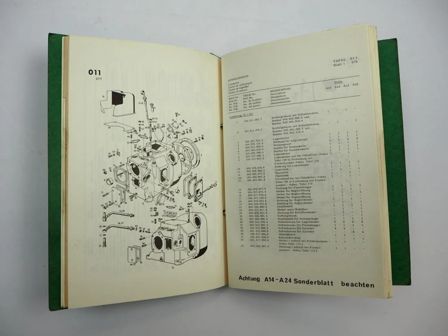 Orig. Farymann A12 A14 A22 A24 A32 A42 Motor Betriebsanleitung Ersatzteilliste