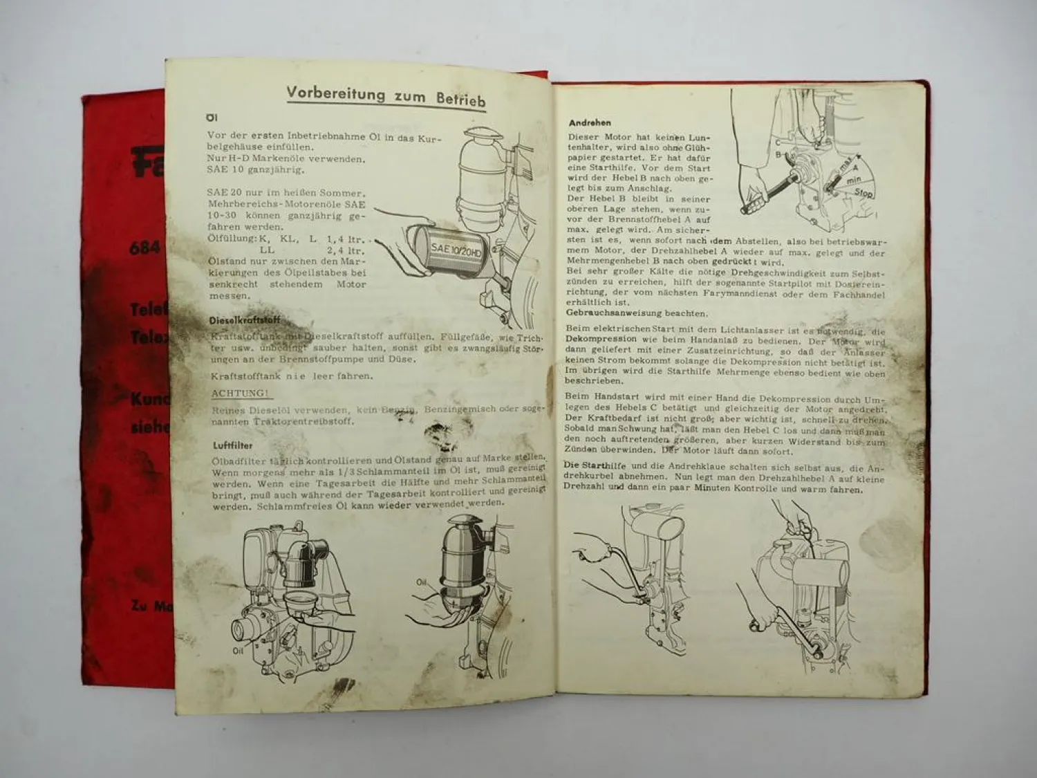 Orig. Farymann K L KL LL Dieselmotor Betriebsanleitung Ersatzteilliste