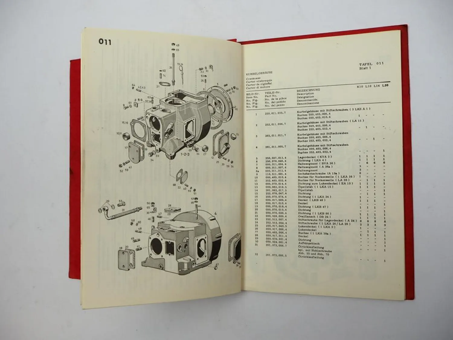 Orig. Farymann K10 L10 L14 L20 Dieselmotor Betriebsanleitung Ersatzteilliste