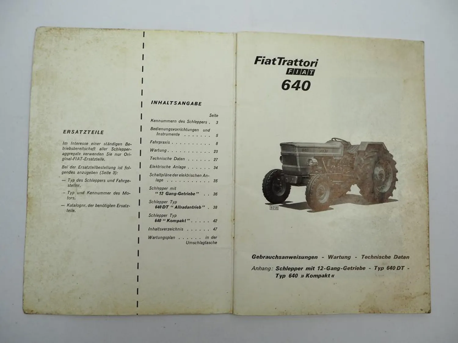 Orig. FiatTrattori Fiat 640 640DT Schlepper Betriebsanleitung Bedienung 1977