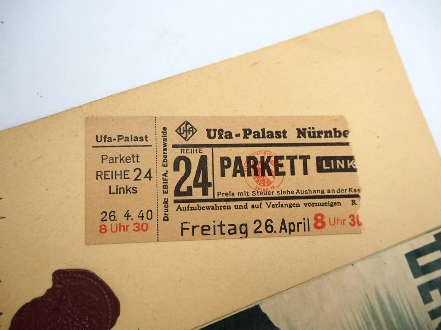 Orig. Filmprospekt Kino Eintrittskarte UFA-Palast Nürnberg 1940 Der Postmeister