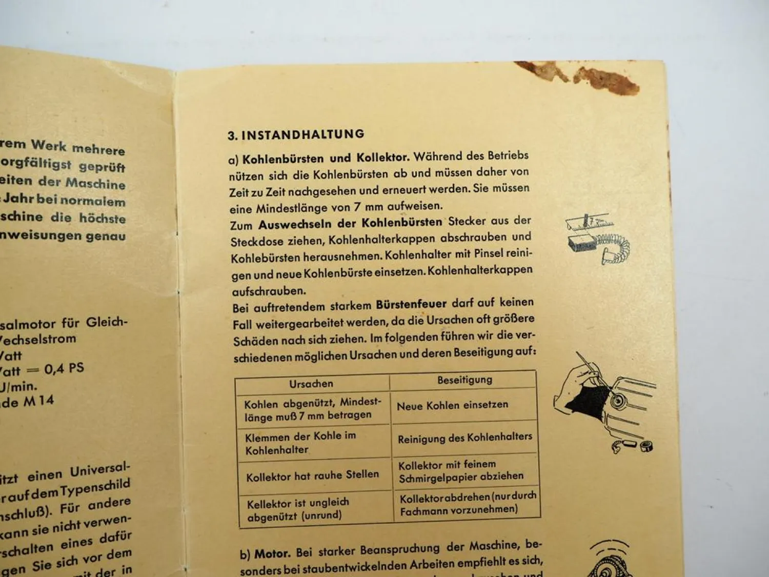 Orig. Flex DL14 Schleifmaschine Poliermaschine Betriebsanleitung 1960er Jahre