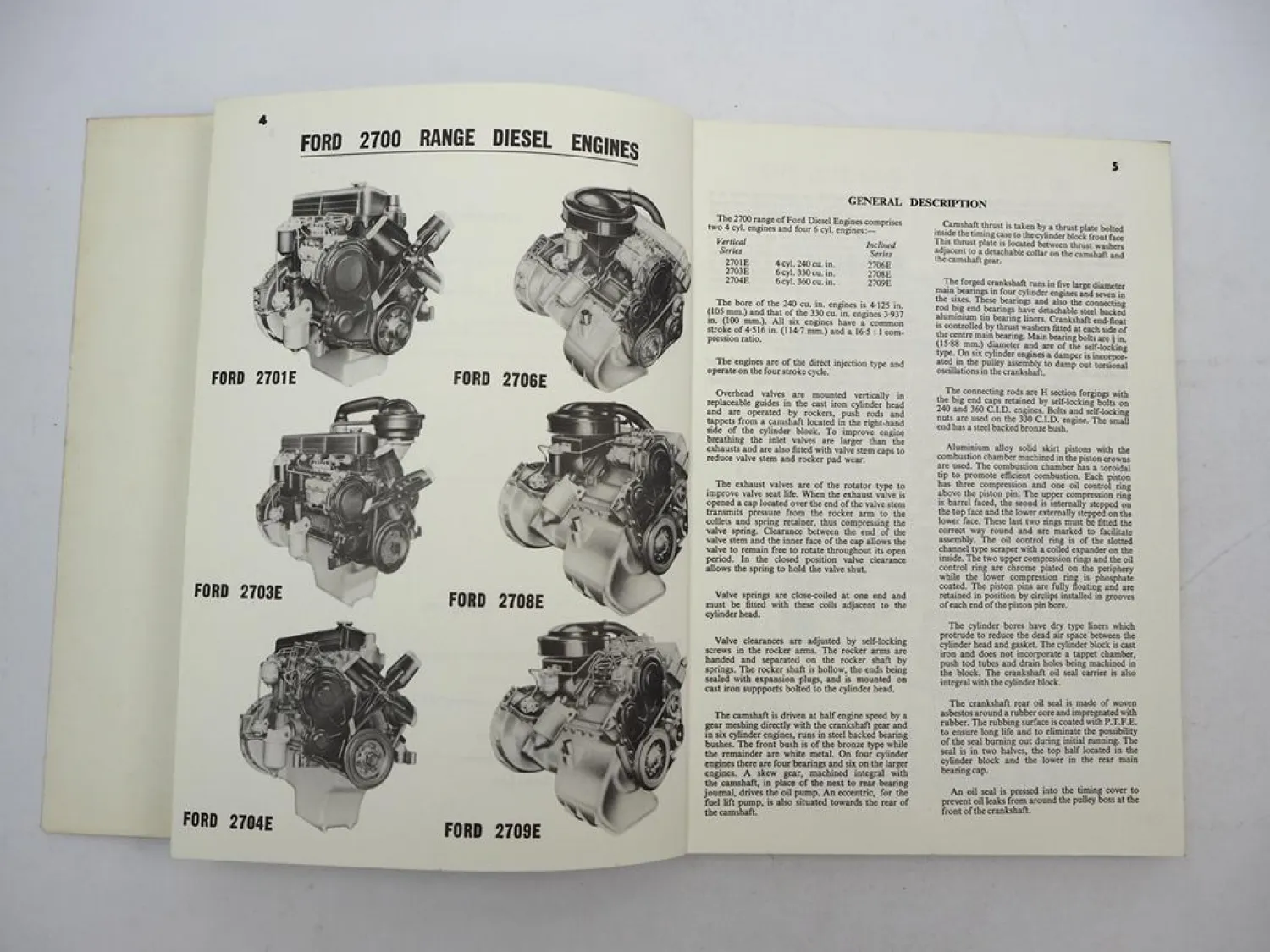 Orig. Ford 2700 Range 4 & 6 Cyl. 2701E - 2709E Service Manual + Parts List 1965