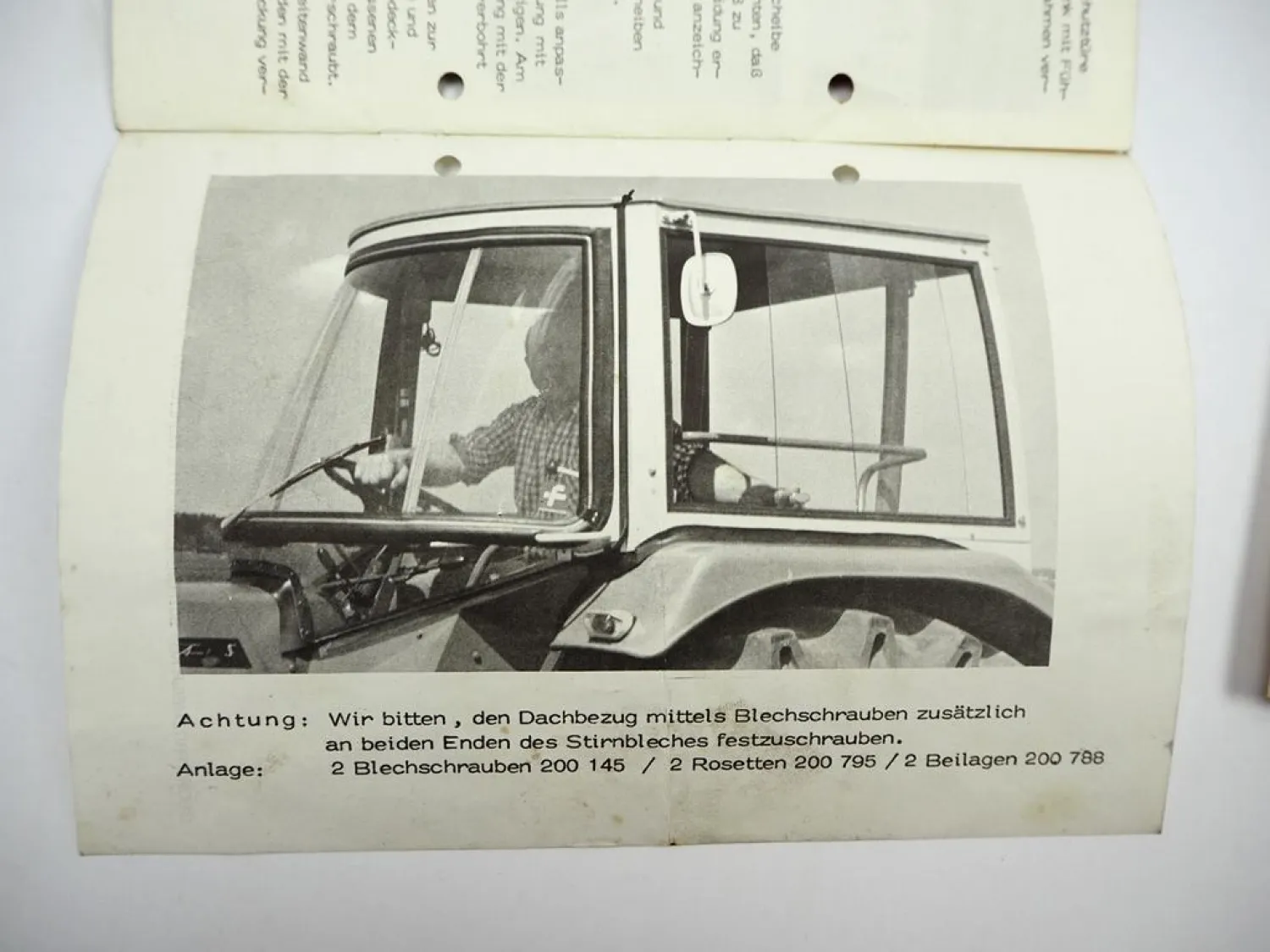 Orig. Fritzmeier M611 Verdeckkabine 77K Sicherheitsbügel Anbauanleitung 1970er