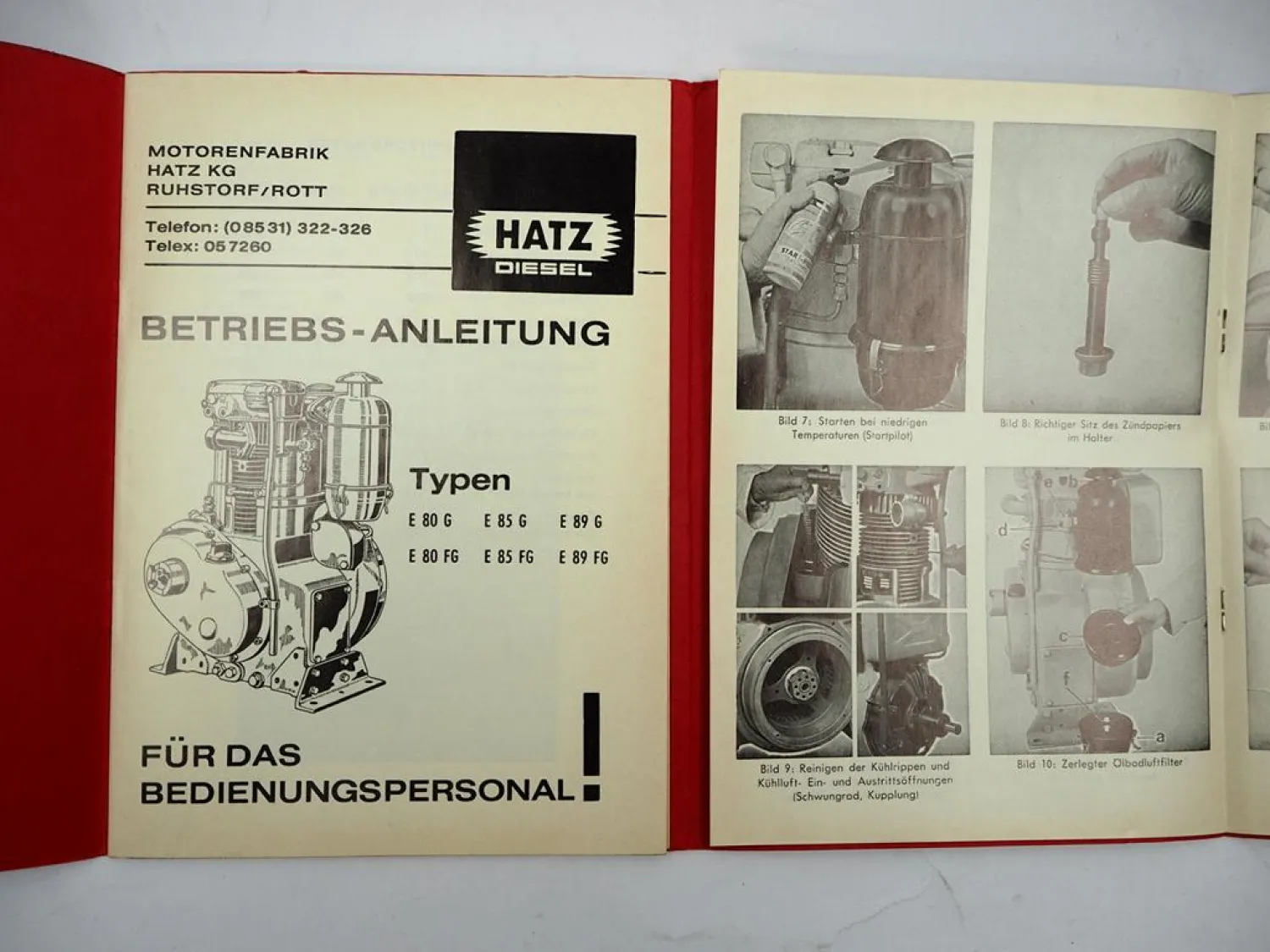 Orig. Hatz E 80 85 89 G FG Dieselmotor Betriebsanleitung Ersatzteilliste 1972